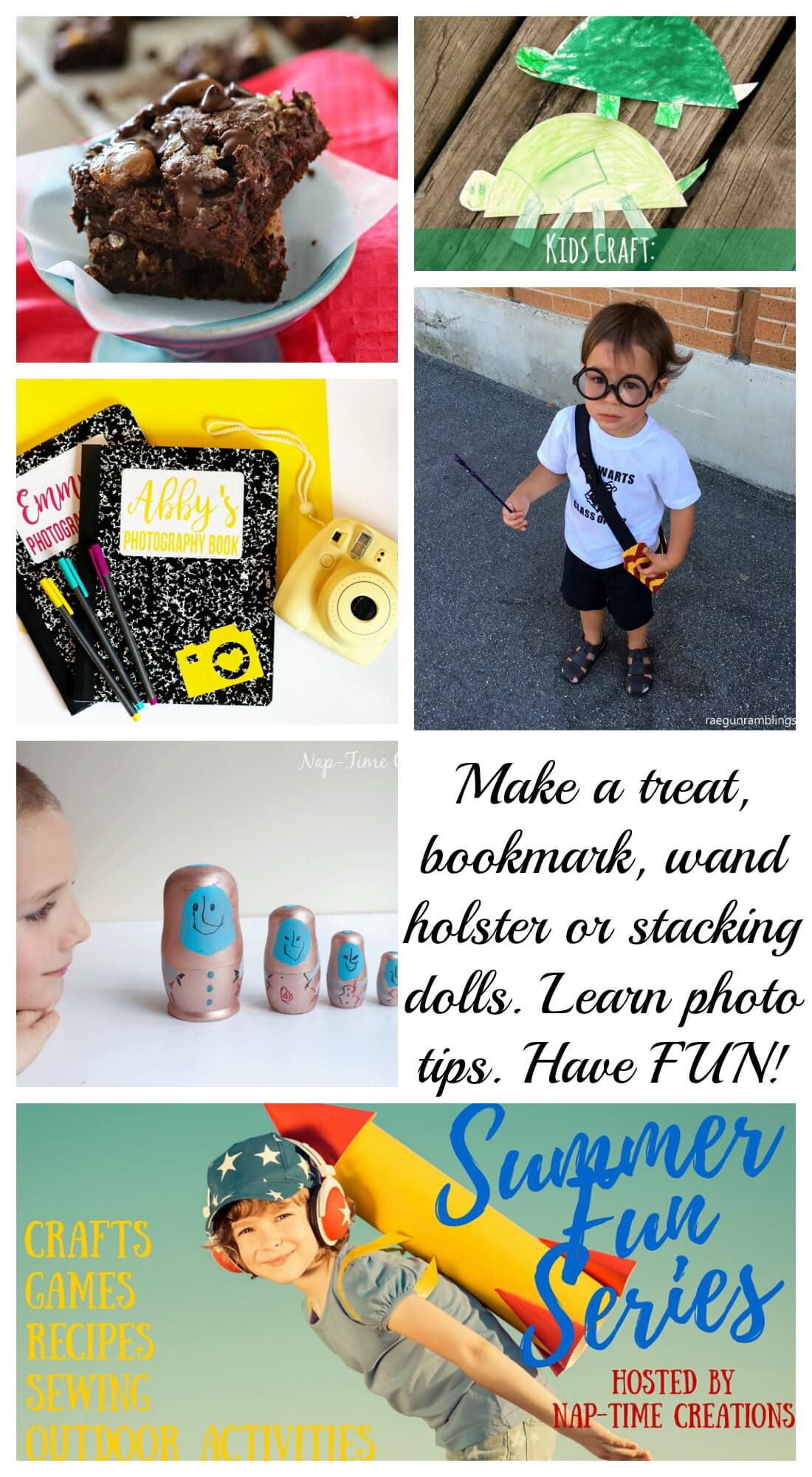 Summer Fun #6 Make a treat, bookmark, wand holster or stacking dolls. Learn kids photography tips all on Nap-Time Creations